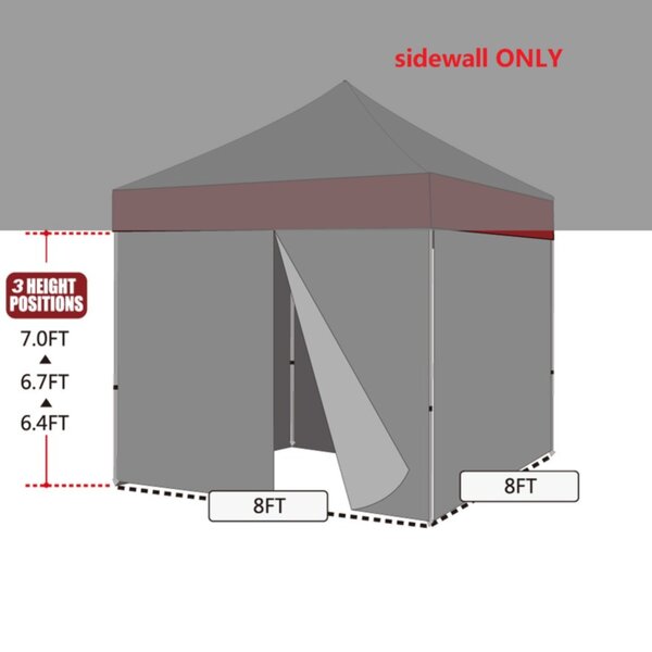 Eurmax Full Zippered Walls for 10 x 10 Easy Pop Up Canopy Tent,Enclosure Sidewall Kit with Roller Up Mesh Window and Door,4 Walls ONLY,Dark Red