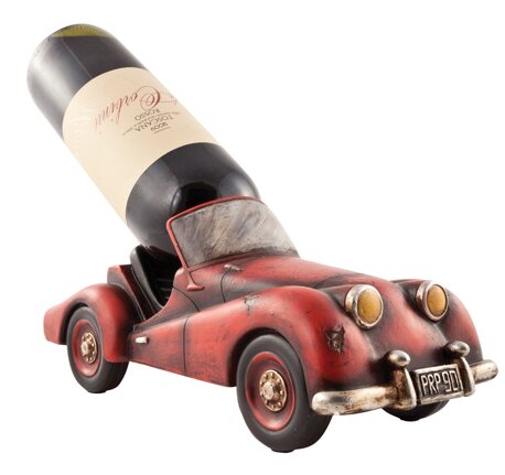 Classic Car Wine Bottle Holder Statue As Decorative Tabletop Wine Rack in Antique Look for Retro Automobile Collectors Bar Decorations and Rustic Bar Décor or Vintage Wine Lover Gifts for Men