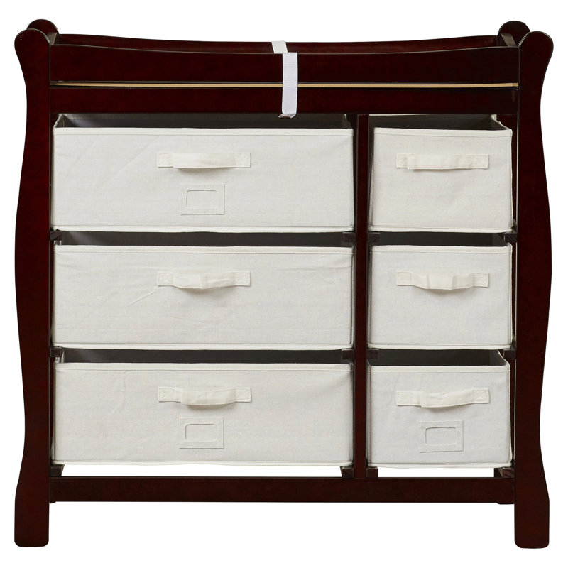 sleigh change table with drawers