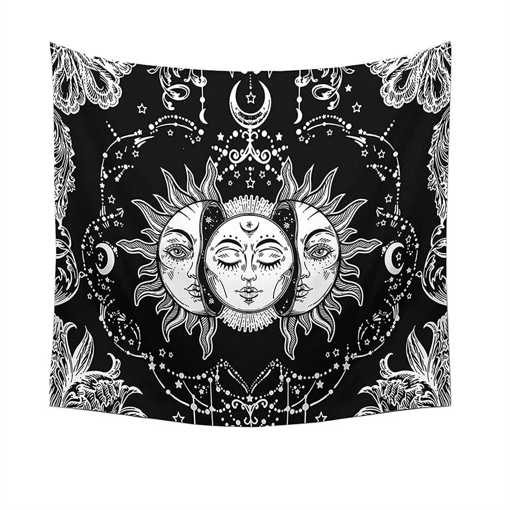 Mystic Burning Sun with Star Wall Hanging for Bedroom 59"W x 51"L 