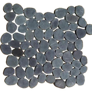 Rocha Random Sized Natural Stone Pebble Tile in Matte Black