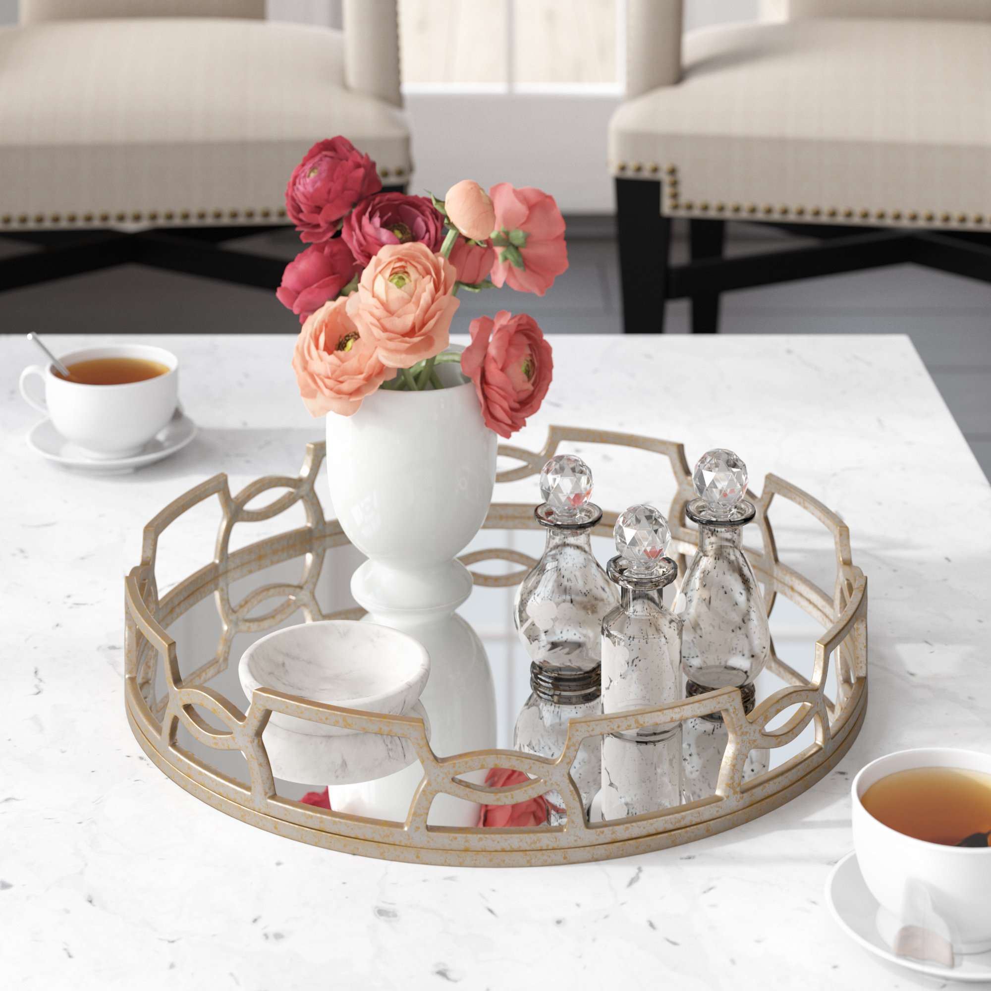 Round Decorative Trays You Ll Love Wayfair Lainey Round Accent Mirrored Tray