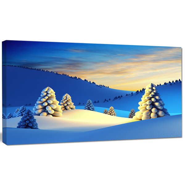Designart Winter Mountains With Fir Trees Graphic Art On Wrapped