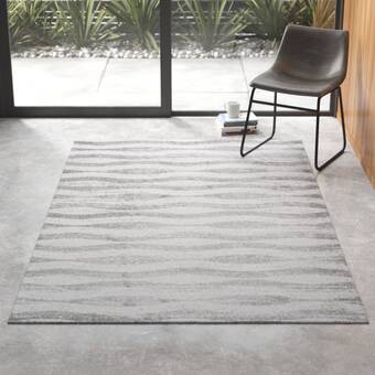 Mercury Row Pantheras Abstract Waves Greywhite Area Rug