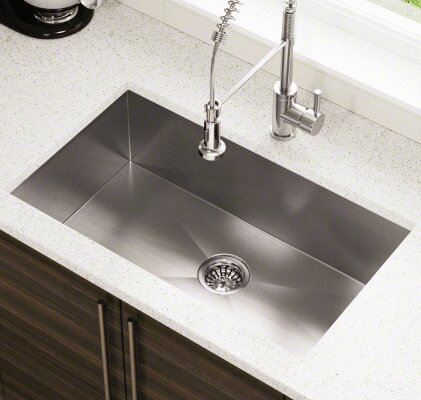 32 L X 19 W Industrial Stainless Steel Undermount Kitchen Sink