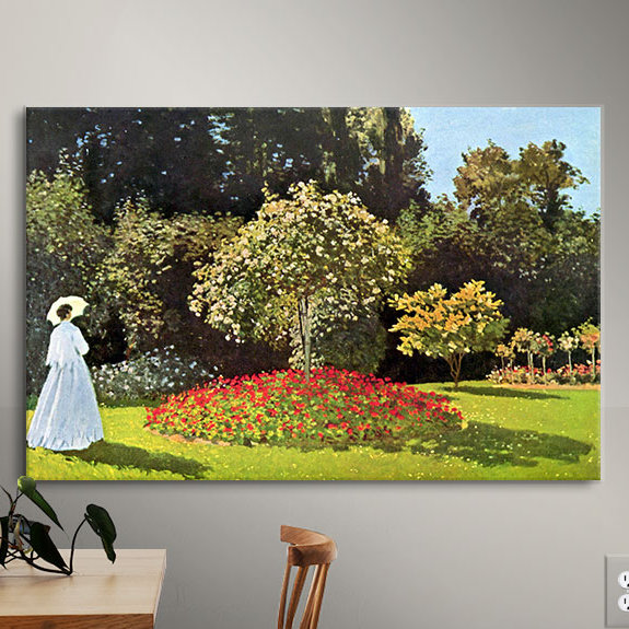 Artwall Woman In Park With Poppies By Claude Monet Painting