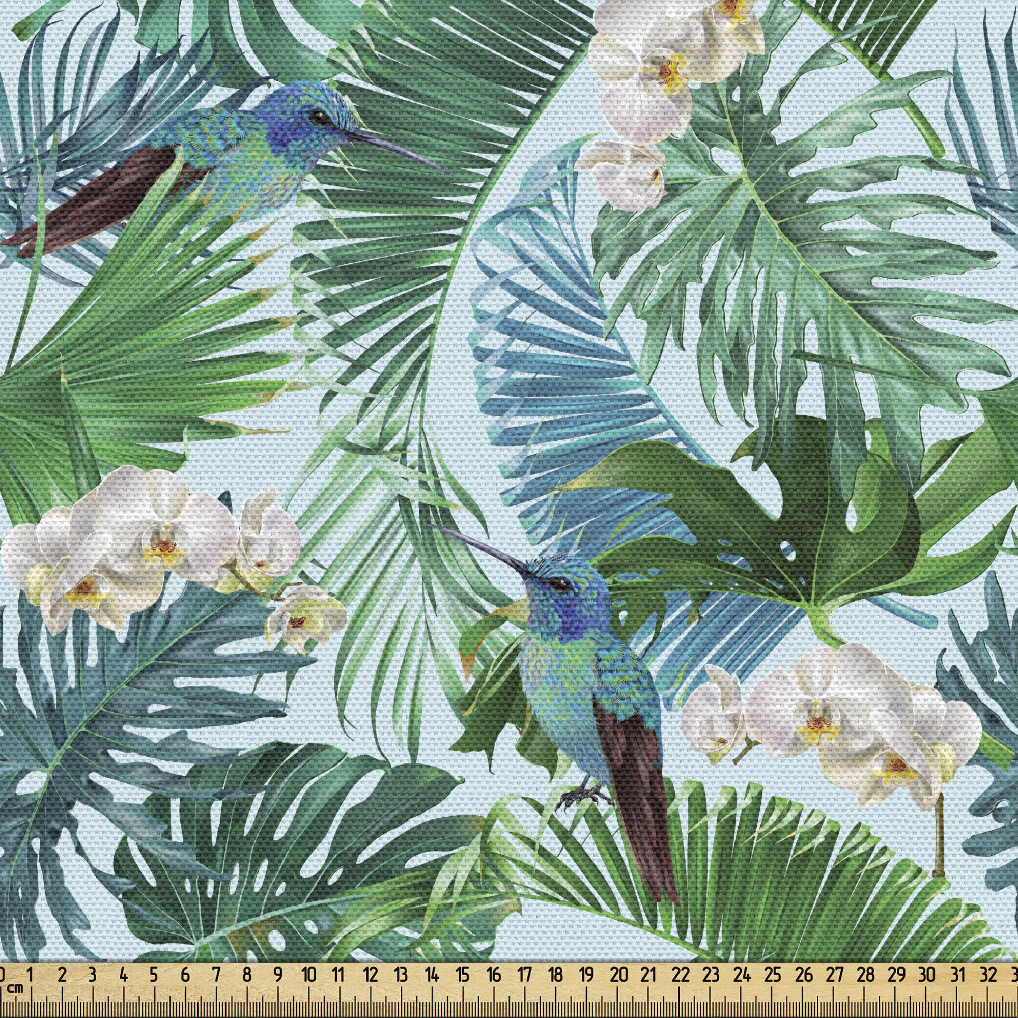 Green tropical leaves WATERPROOF INDOOR/OUTDOOR Cushion cover 18" Hummingbirds