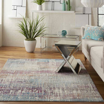 Highland Dunes Lilian Floral Handmade Tufted Aqua Blue Cream Area Rug Wayfair