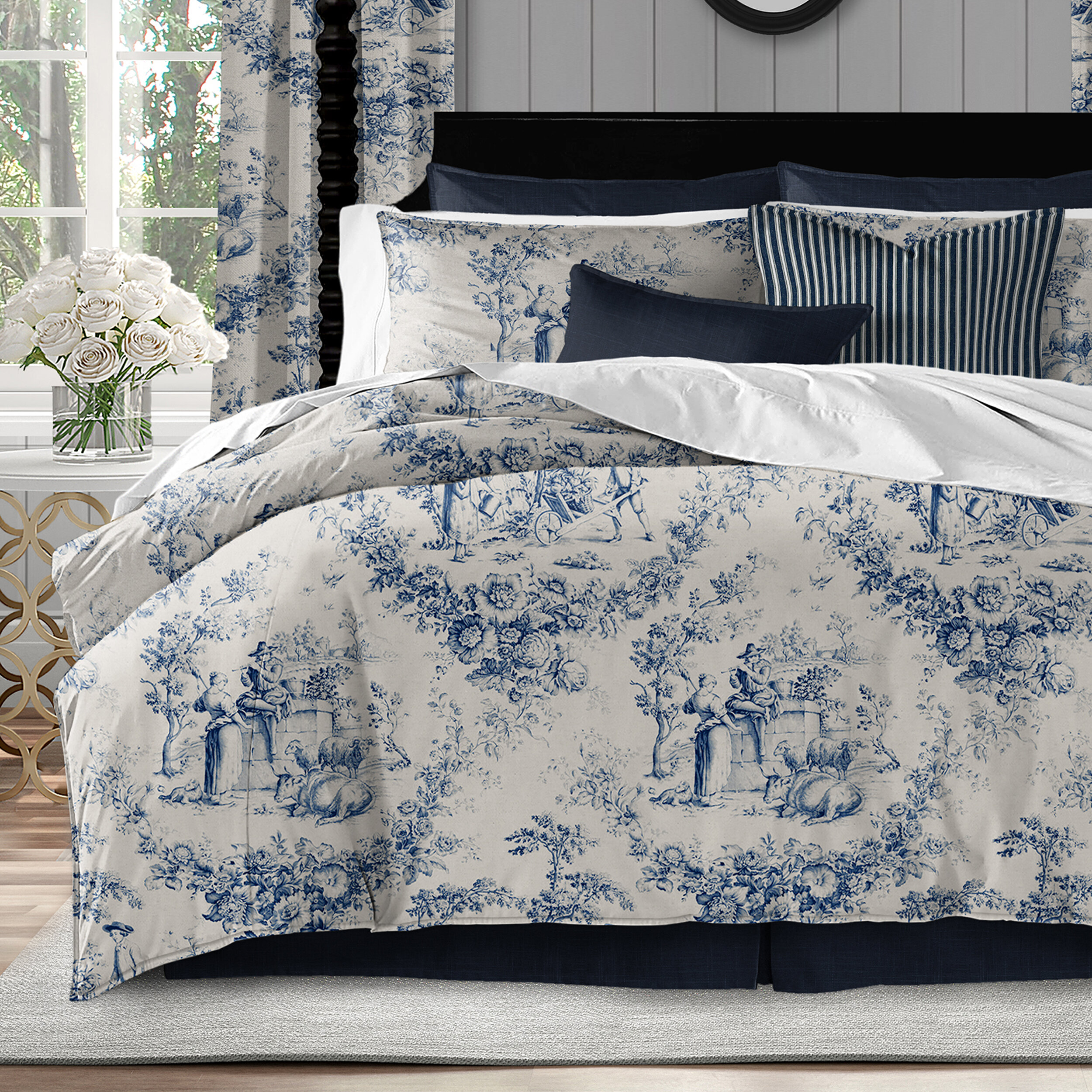 white navy duvet