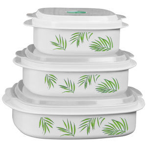 Bamboo Leaf Microwave Cookware 3 Container Food Storage Set