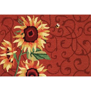 Valois Red Sunflower and Bee Rug