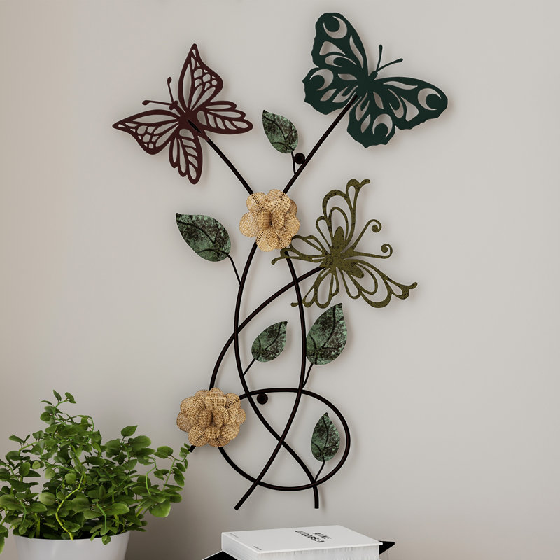 August Grove Garden Butterfly Metal Wall Decor Reviews Wayfair Ca