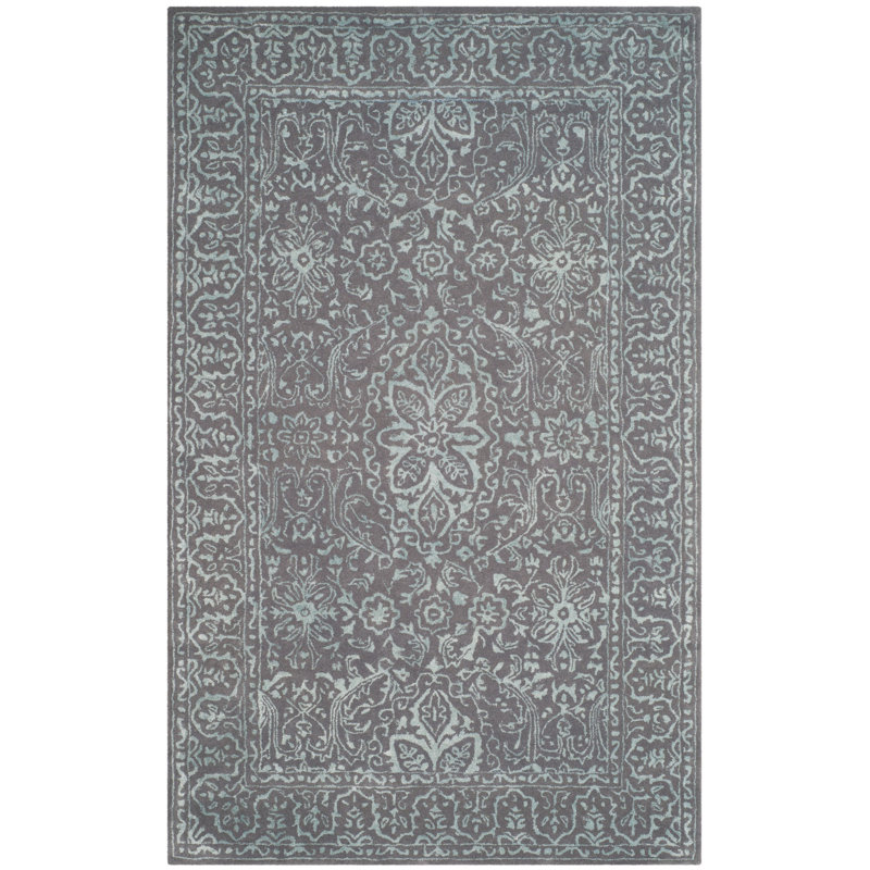World Menagerie Wilkins Oriental Handmade Tufted Wool Opal Gray Area Rug Reviews Wayfair