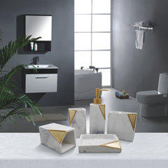 Cream/Bronze mDesign 4 Piece Plastic Bathroom Vanity Countertop Accessory Set 
