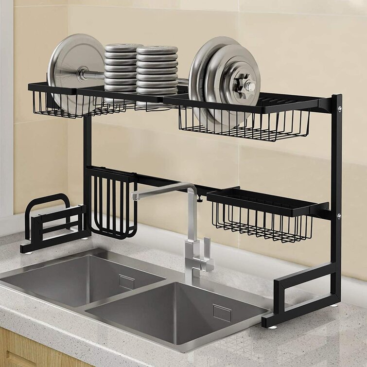 Dish Rack Drying Kitchen Steel Stainless Drainer Holder Sink Shelf Over Storage 