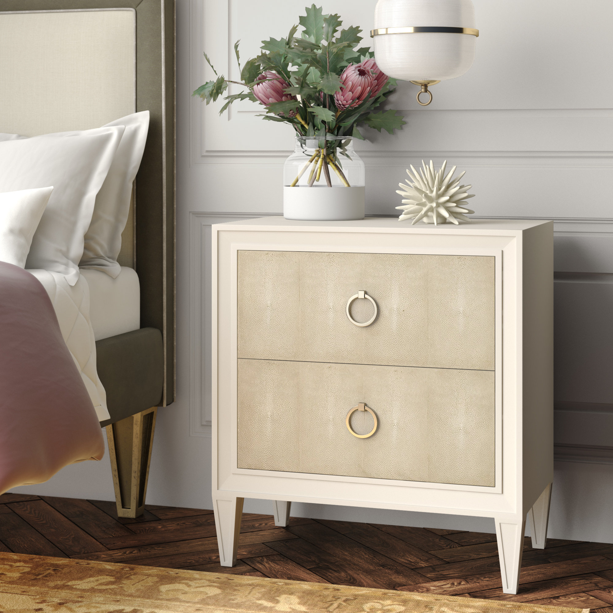Century Monarch Taylor 2 Drawer Solid Wood Nightstand In Ivory Perigold