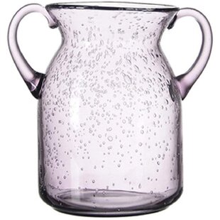 NEW ARTISAN HOME PURPLE+GRAY HAND CRAFTED GLASS FLOWER VASE,JUG,BOTTLE,CONTAINER 