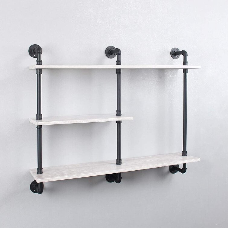 Pick your own stain 24" Industrial Urban Iron Pipe Shelf  1"X8" Wood