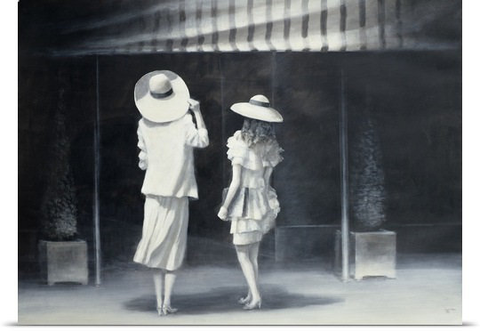 Great Big Canvas Mother And Daughter Outside A Restaurant By