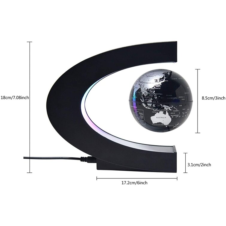 LED C Shape World Map Magnetic Levitation Floating Globe Light Office Home Decor 