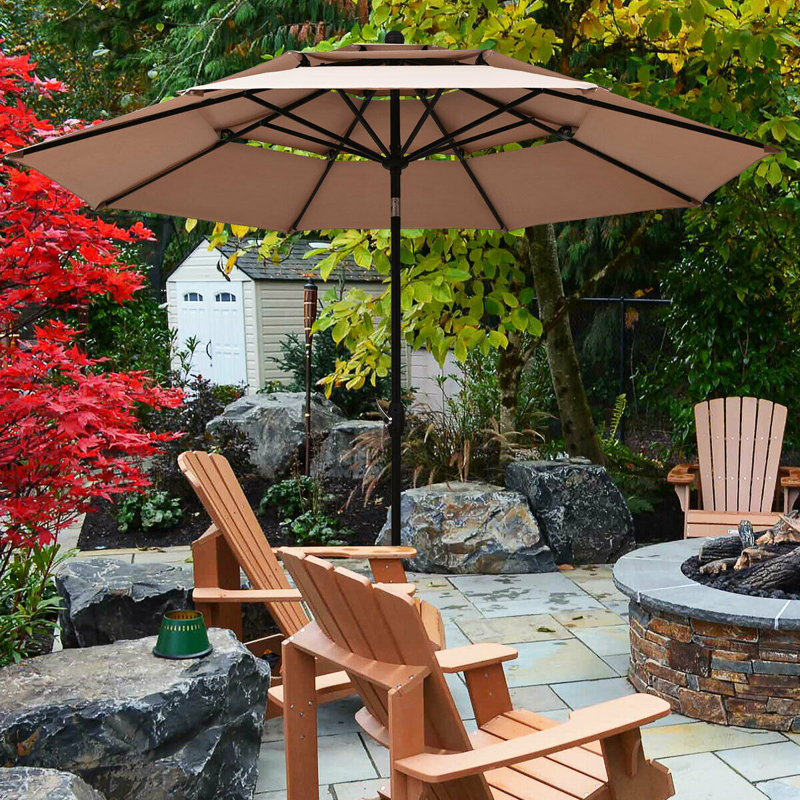 Ebern Designs Ieuan 3 Tier Patio Sunshade Shelter Beach Umbrella Wayfair