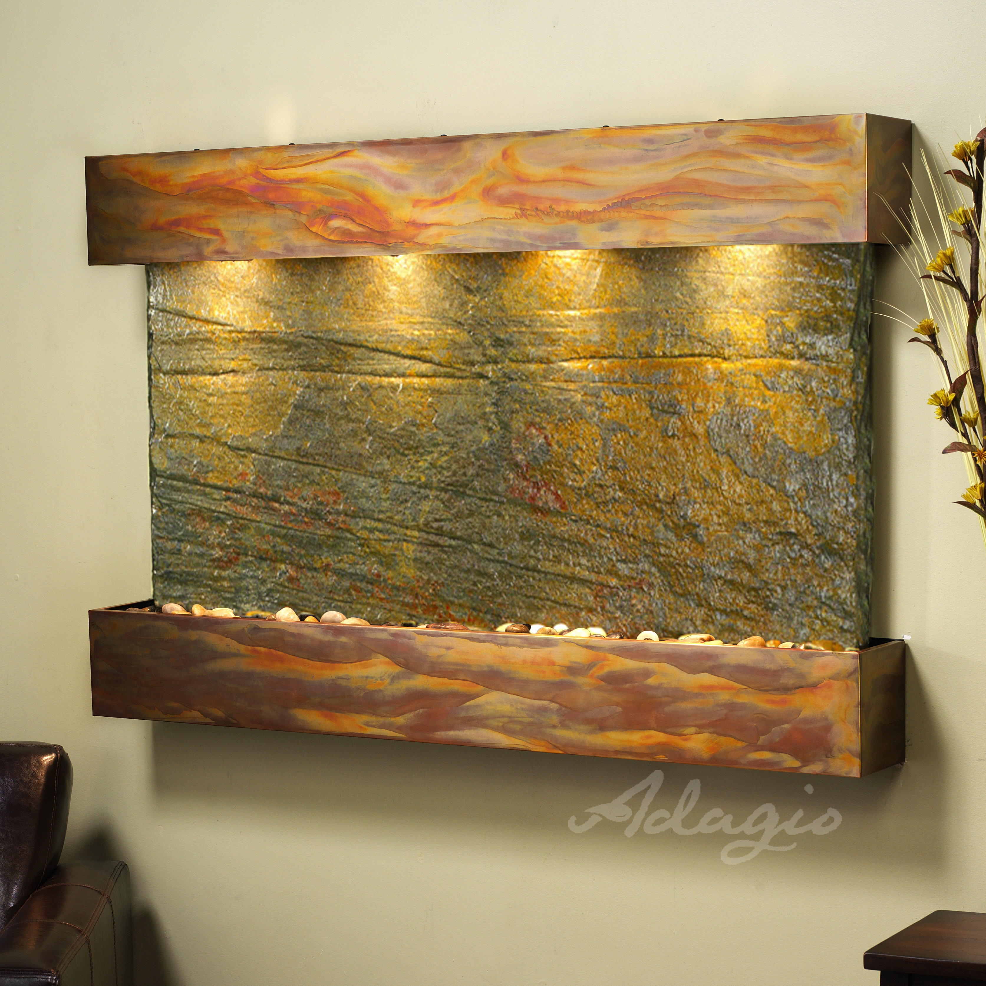 Adagio Fountains Sunrise Springs Natural Stone Metal Square Edges Adagio Fountains Sunrise Springs