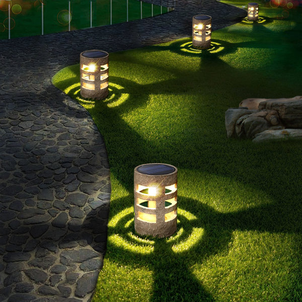 4x Rock Effect Solar Spotlight 3L Garden Decorative Stone Pathway Lawn Lights 