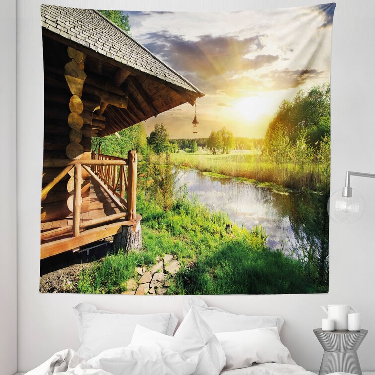 Printed in the USA Lake Tapestry Wall Hanging Mountain Nature Landscape Wilderness Tapestries Dorm Room Bedroom Decor Art Small to Giant Sizes 