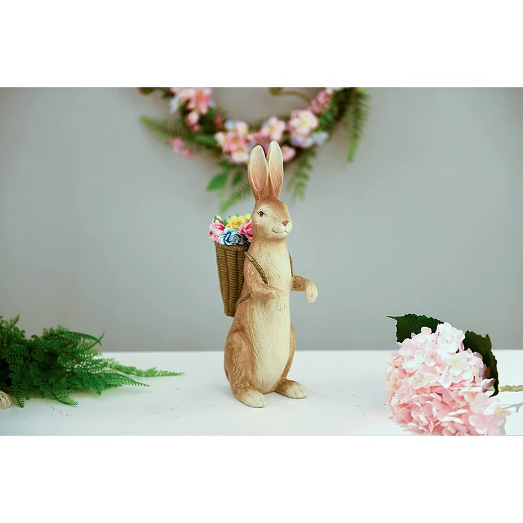 Bunny Rabbit Statue Home Statuary Figurines Easter Decor Matchstick Holder
