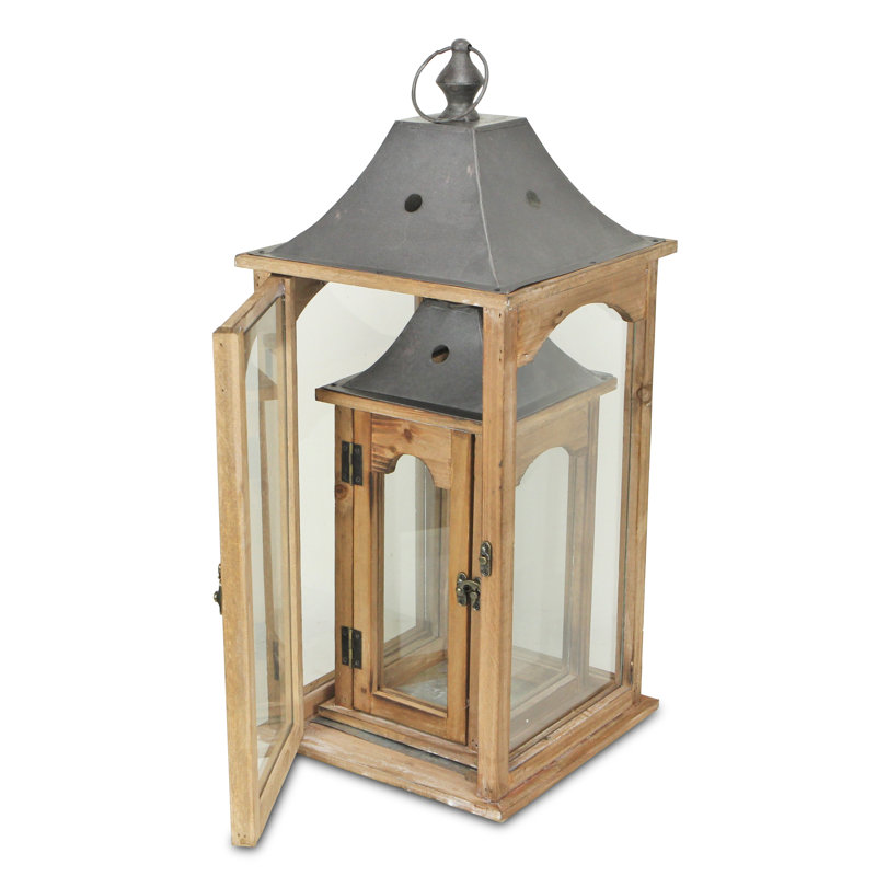 Large Rustic WATCHTOWER Wood Candle Lanterns 19/" Tall Set of 2