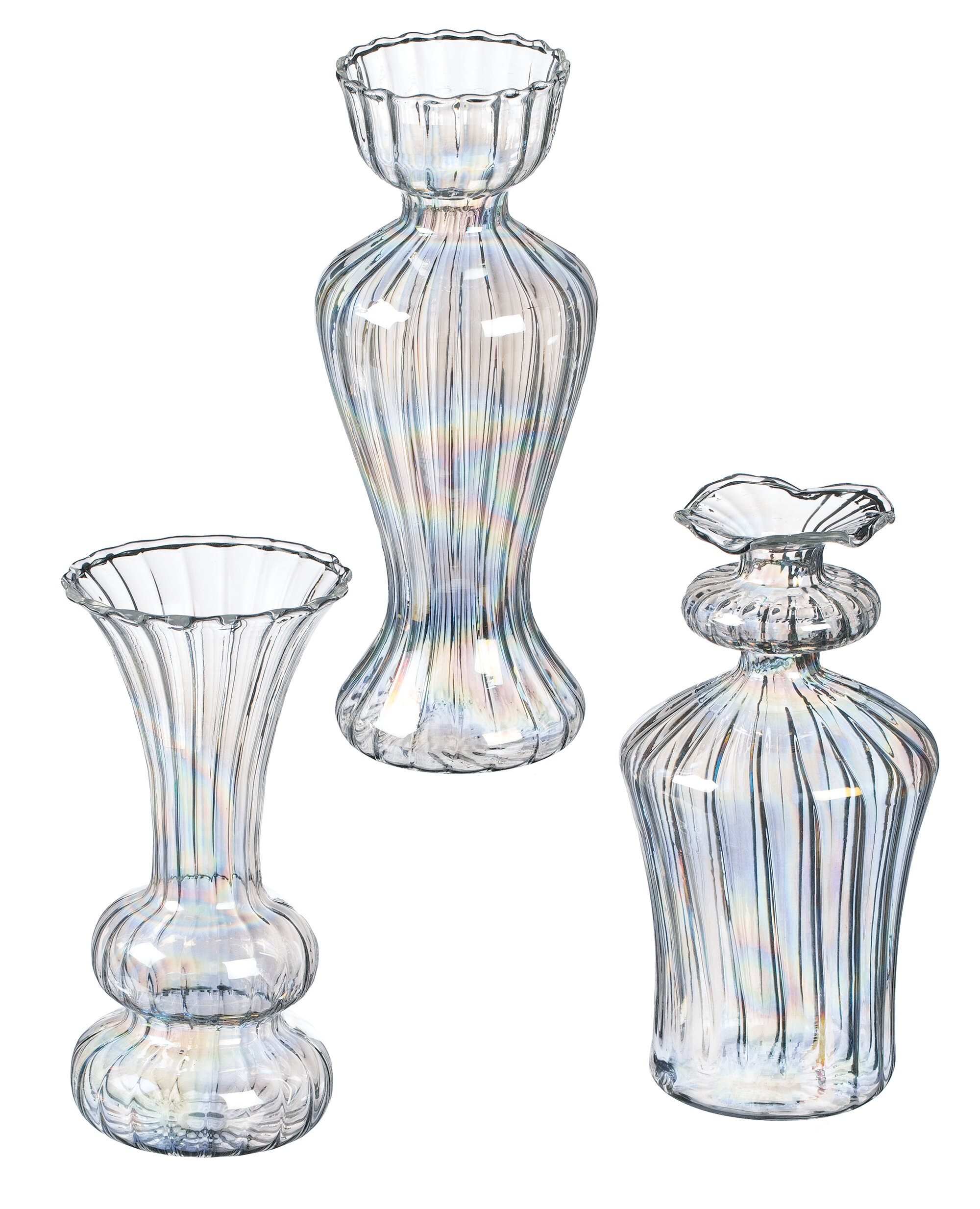 rosdorf park crockett mini glass iridescent mini bud 3 piece vase set c