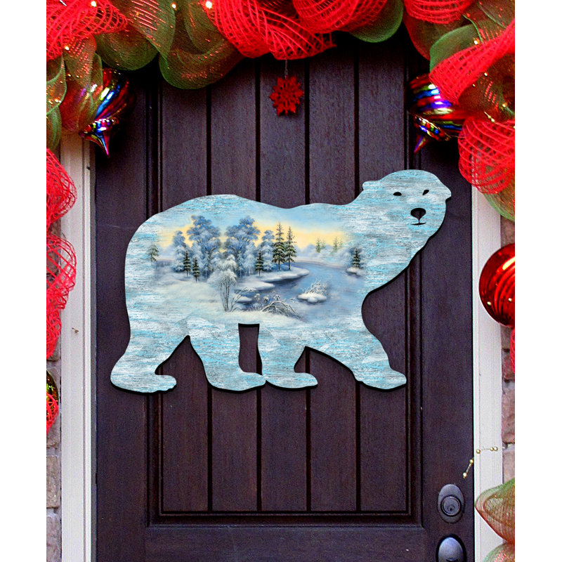 Designocracy Polar Bear Winter Artic Land Wooden Decorative Door