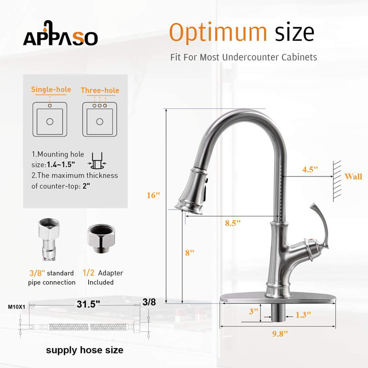 Appaso Single-Handle Kitchen Faucet With Pull Down Magnetic Docking Sprayer