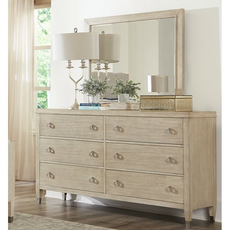 Ivy Bronx Sausalito 6 Drawer Standard Dresser With Mirror