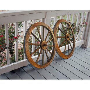 Wagon Wheel 30 Inch Red Wash Country Decor Wall Decoration Solid Pine 