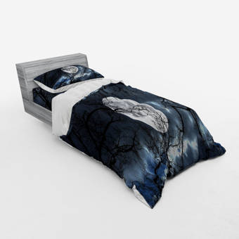East Urban Home Full Moon At Night In Forest Winter Time Mystical Dramatic Days Lunar Photo Duvet Cover Set Wayfair