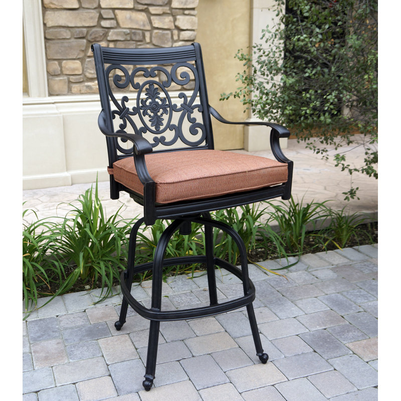 Astoria Grand Berenice Swivel 30 Patio Bar Stool With Cushion