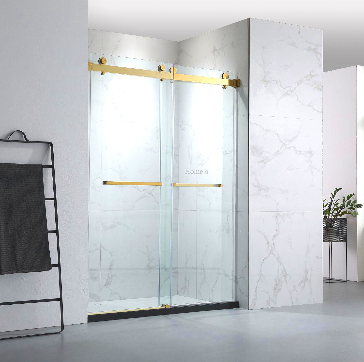 Hometo 55 60 W X 76 H Double Sliding Frameless With 60 W X 76 H Frameless Shower Door Reviews Wayfair