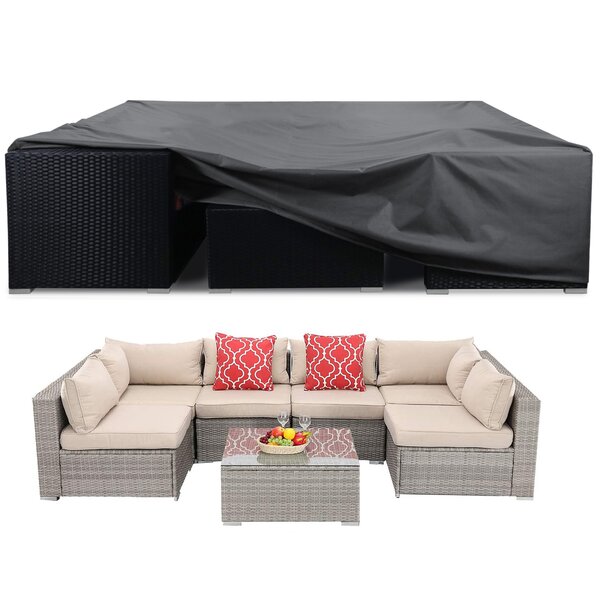L-Shaped Left Facing-83 x104 2 Air Vents Patio Furniture Covers Weather Resistant Sectional Sofa Cover Outdoor Sectional Cover Waterproof Garden Couch Protector with 6 Windproof Straps
