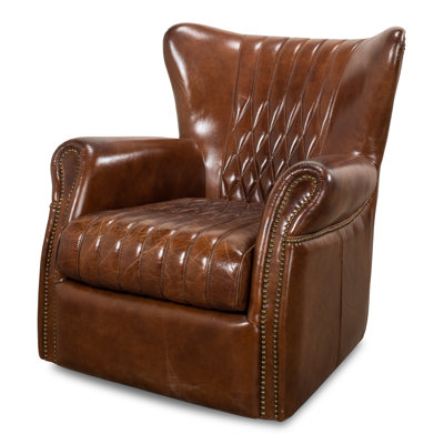 32 Wide Tufted Genuine Leather Top Grain Leather Yes Armchair Sarreid Ltd