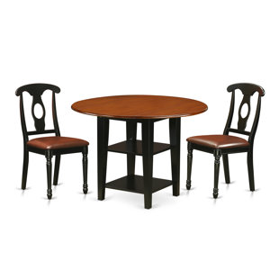 Tyshawn 3 Piece Drop Leaf Breakfast Nook Solid Wood Dining Set