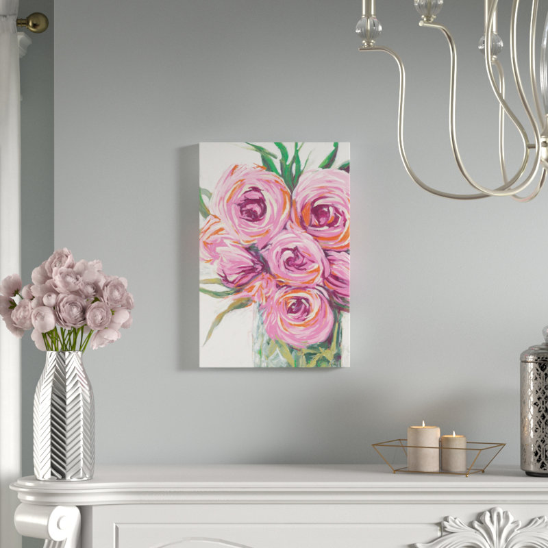 House Of Hampton Vase With Bright Flowers Acrylic Painting Print