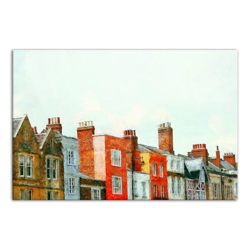 'European Row Houses' Wrapped Canvas Acrylic Painting Print on Canvas ...