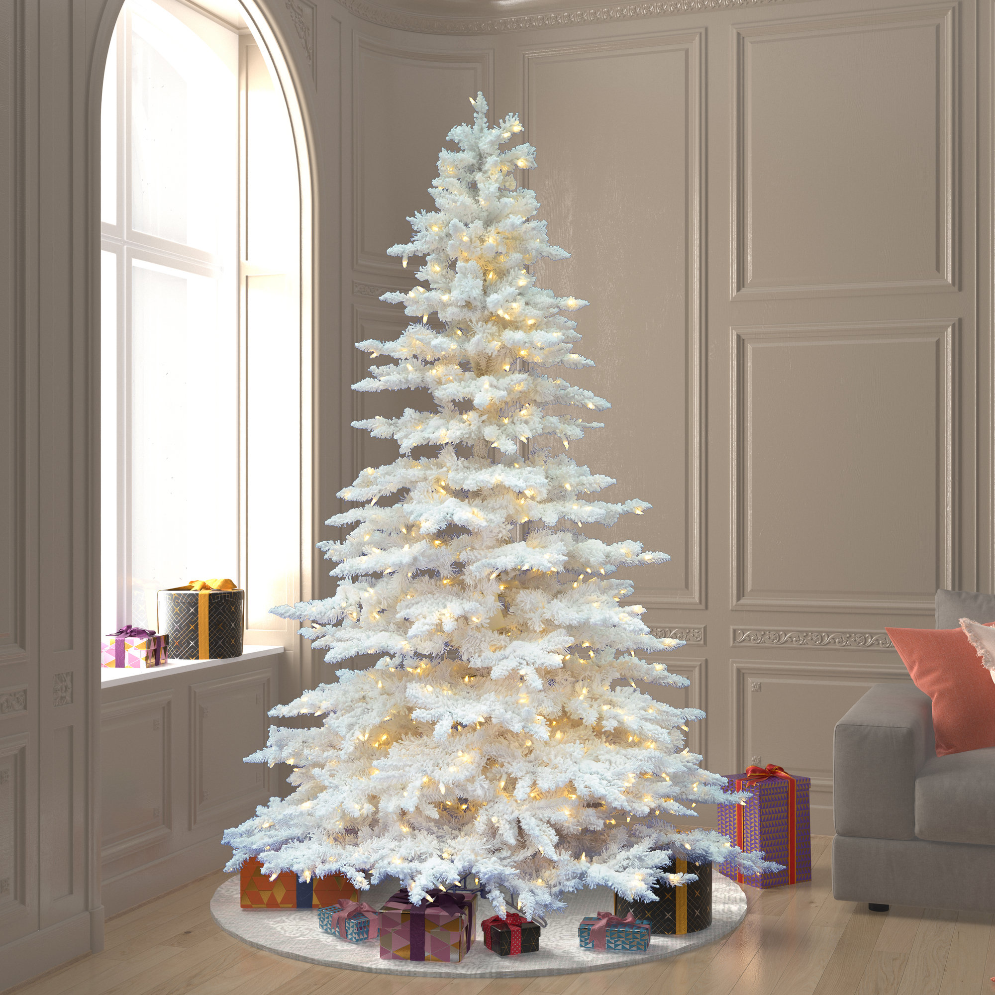 The Holiday Aisle® Flocked White Spruce Artificial Christmas Tree