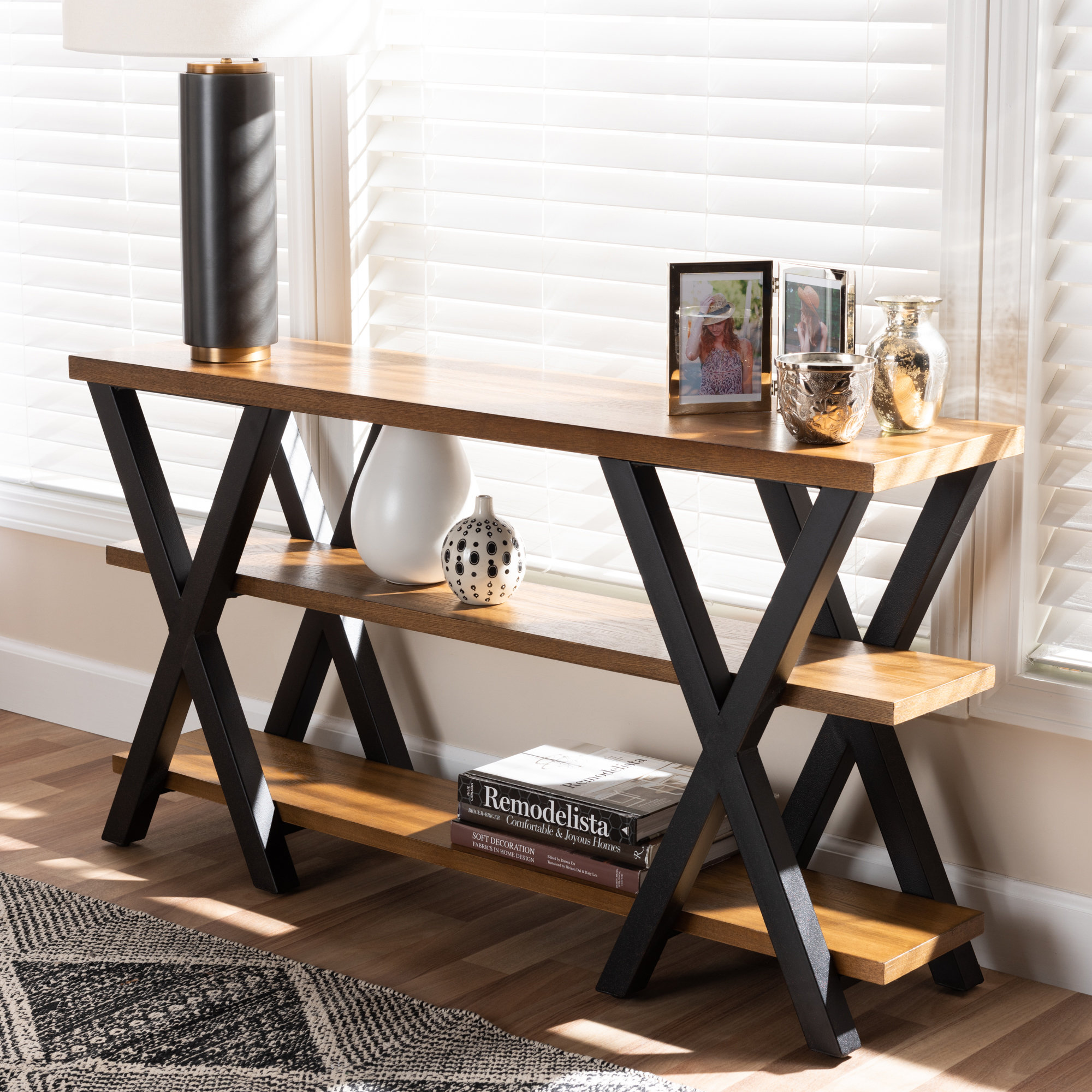 Union Rustic Bellamira Vintage Rustic Industrial Console Table