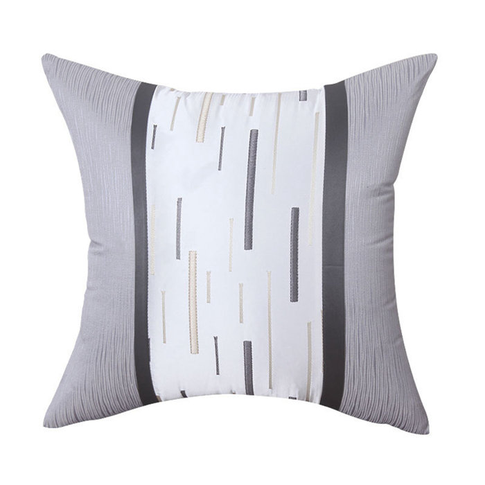 Charlton Home Luxury Embroidered Cotton Silk Cushion Pillow