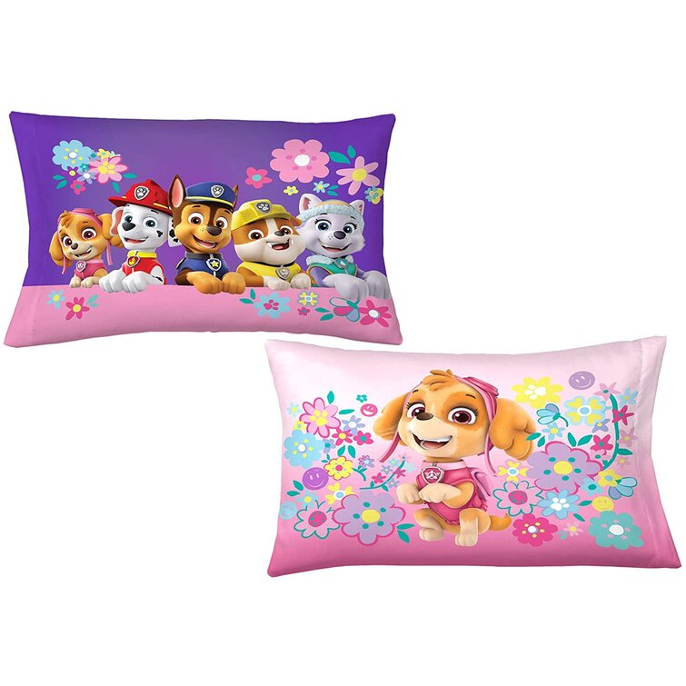 1 Piece Pillow Case Only Paw Patrol Girl Reversible Pillowcase for Kids 20 X 30 Inch Flower Doggies Standard Kids Pillowcase
