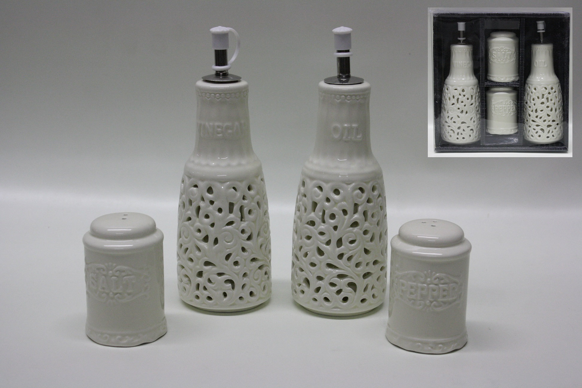 Destidesign Desti Design Lacy Ceramic Oil Vinegar Salt And