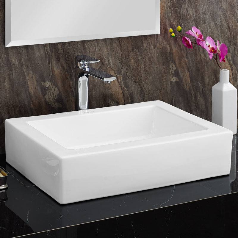 Voltaire Ceramic Rectangular Vessel Bathroom Sink & Reviews Joss & Main