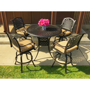 Go to store & view more images Campion 5 Piece Sunbrella Bar Height Dining Set with Cushions by Fleur De Lis Living